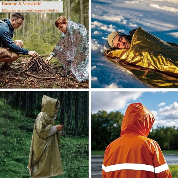 Waterproof Warm Hooded Survival Cape Outdoor Camping