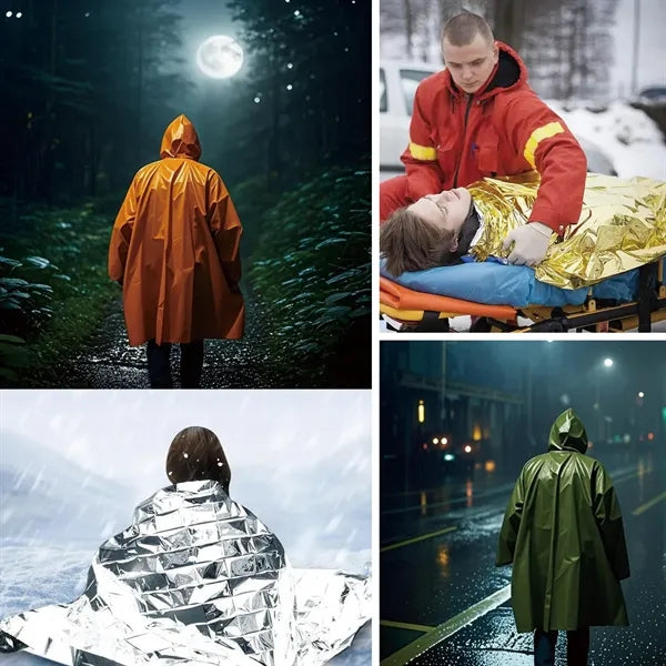 Waterproof Warm Hooded Survival Cape Outdoor Camping