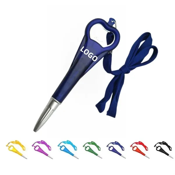 Bottle Opener Pen With Lanyard