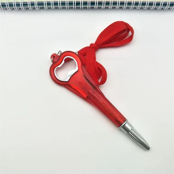 Bottle Opener Pen With Lanyard
