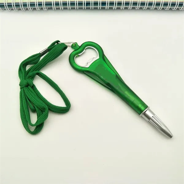 Bottle Opener Pen With Lanyard