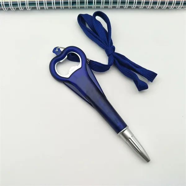 Bottle Opener Pen With Lanyard