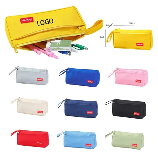 Zipper Double Oxford Cloth Tote Pencil Bag