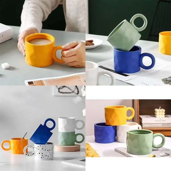 13.5 Oz Smooth Ceramic Sublimation Cups With A Large Handle