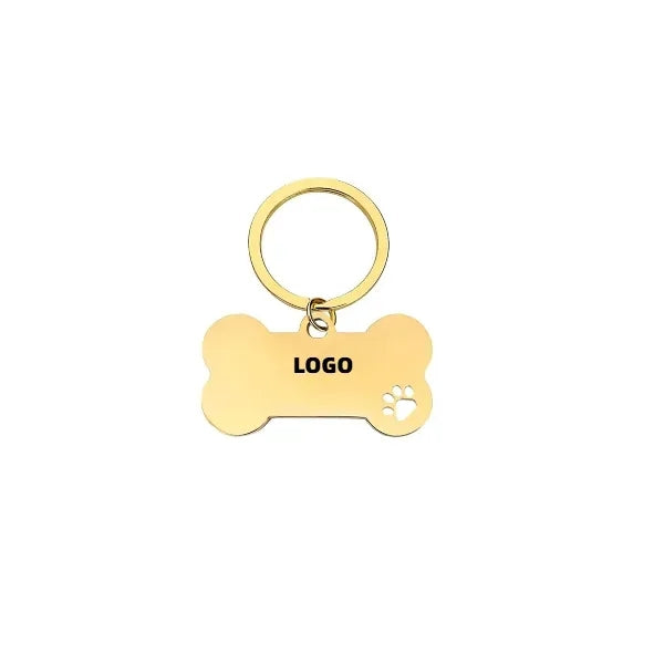 Engravable Bone-Shaped Metal Keychain