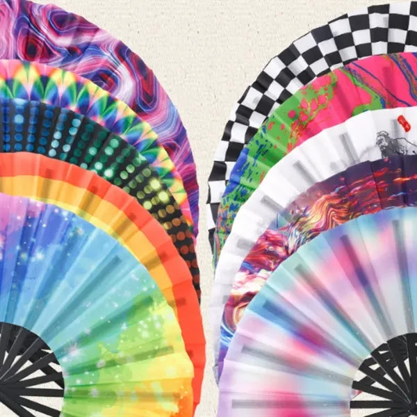 Large Bamboo & Nylon Folding Hand Fan