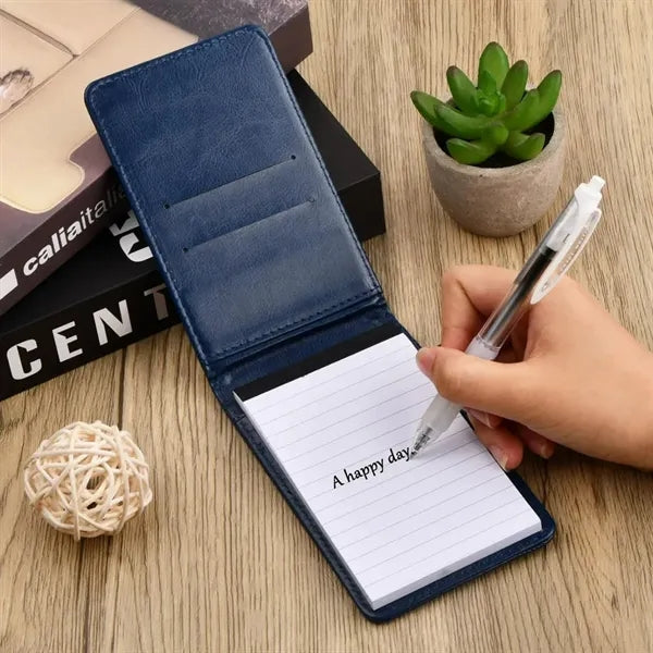 Portable Leather Mini Notebook with Metal Pen