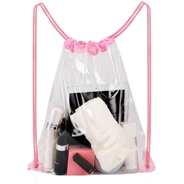 Clear PVC Drawstring Backpack Stadium Approved Sports Bag