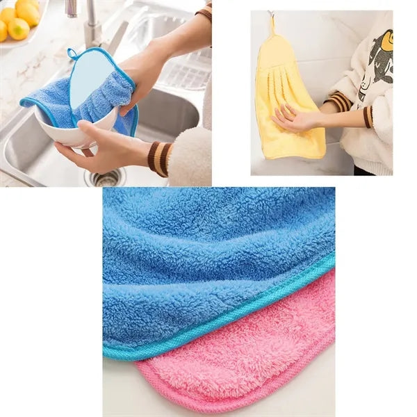 Hanging Soft Coral Velvet Hand Towel for Kitchen/Bathroom