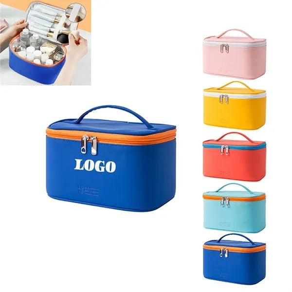 PU Leather Zipper Cosmetic Travel Storage Bag