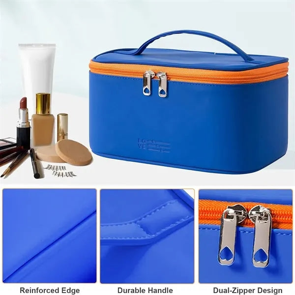 PU Leather Zipper Cosmetic Travel Storage Bag