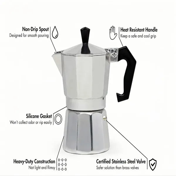 6oz 10oz Stovetop Espresso Maker Moka Pot