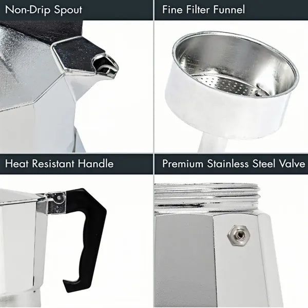6oz 10oz Stovetop Espresso Maker Moka Pot