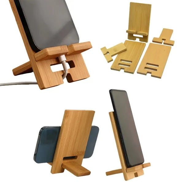 Elegant Bamboo Phone Stand with Charging Hole