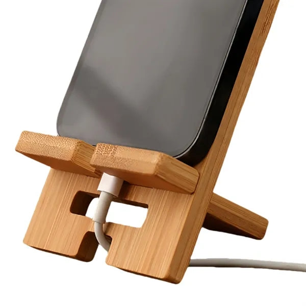 Elegant Bamboo Phone Stand with Charging Hole