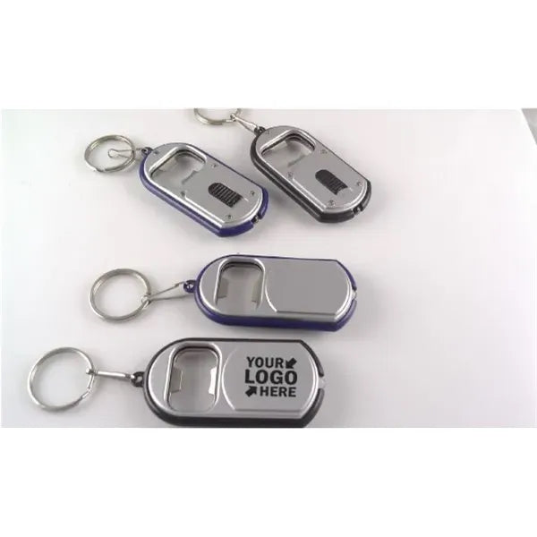 LED flashligh with metal bottle opener key ring