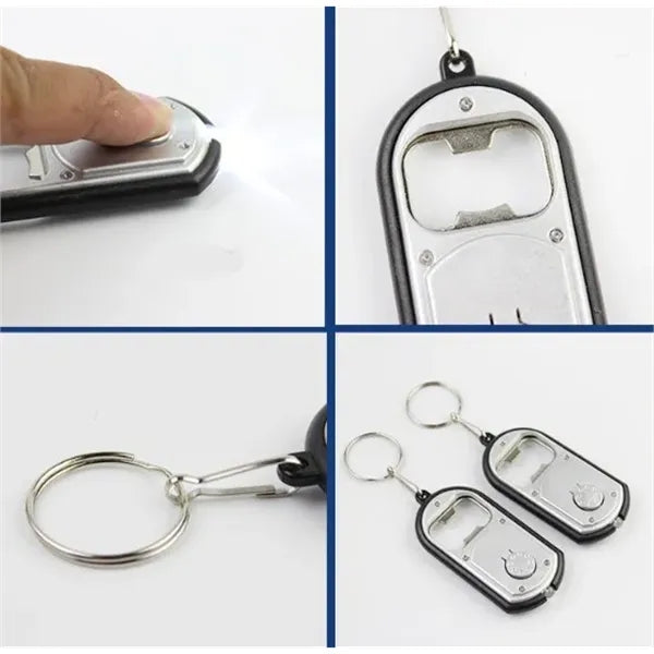 LED flashligh with metal bottle opener key ring