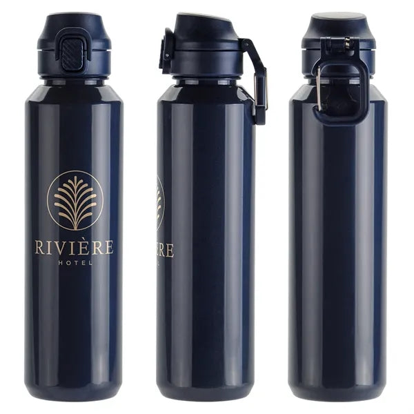 Switchback 27 oz RPET Bottle with Snap-Top Lid & Carabiner