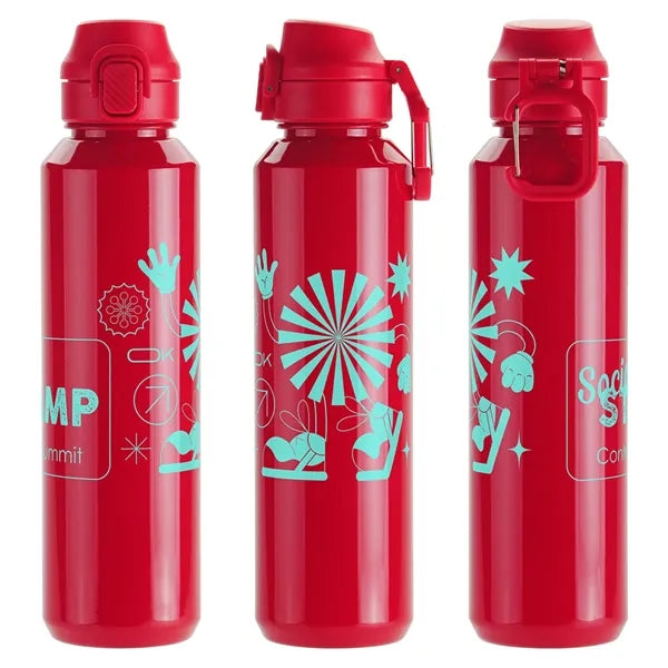 Switchback 27 oz RPET Bottle with Snap-Top Lid & Carabiner