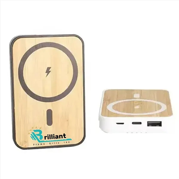 5000mAh Eco-Friendly Bamboo MagSafe Power Bank