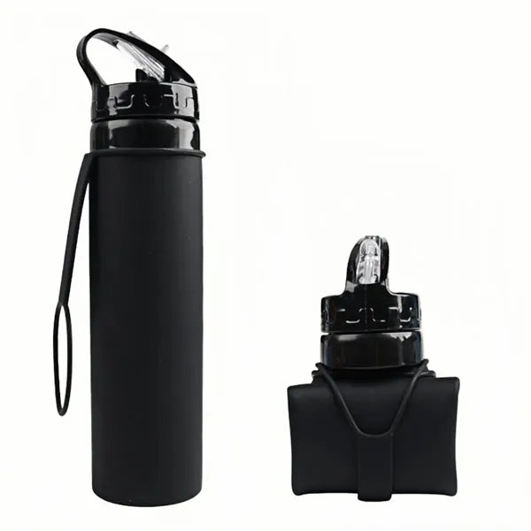 Collapsible 20oz Foldable Travel Water Bottle with Straw