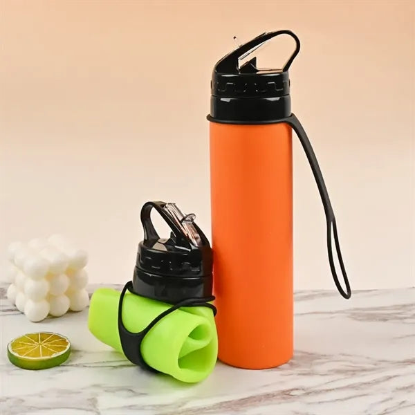 Collapsible 20oz Foldable Travel Water Bottle with Straw