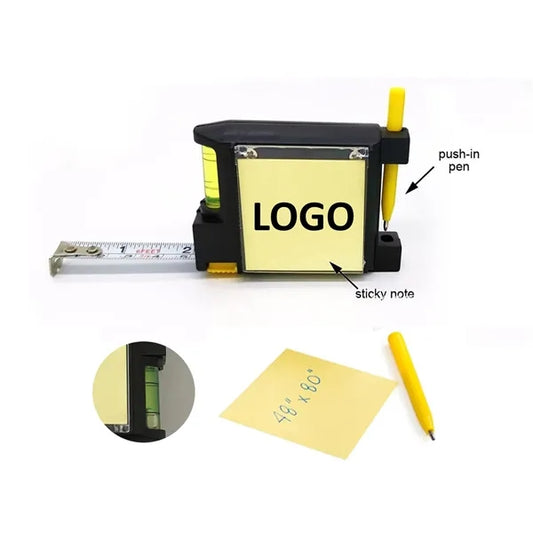 4-in-1Steel Tape Measure Tool Set Level Pen Sticky Notes