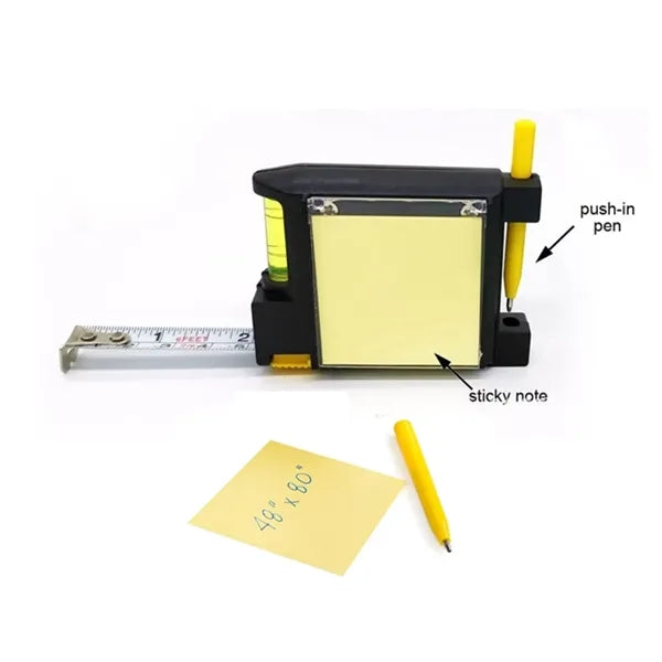 4-in-1Steel Tape Measure Tool Set Level Pen Sticky Notes