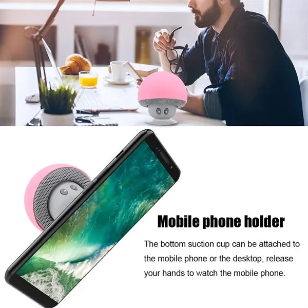 Mushroom Bluetooth Speaker With Suction Cup Phone Holder