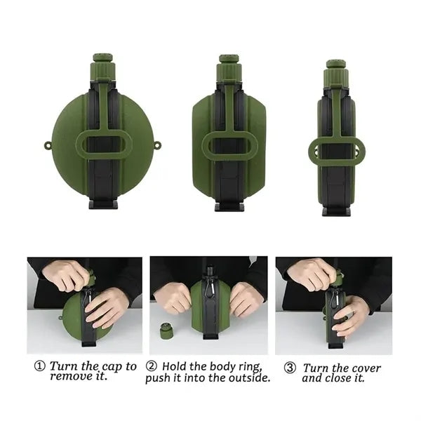19.6oz Military Silicone Compass Water Bottle