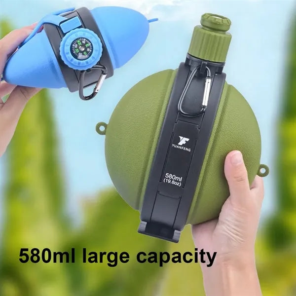19.6oz Military Silicone Compass Water Bottle