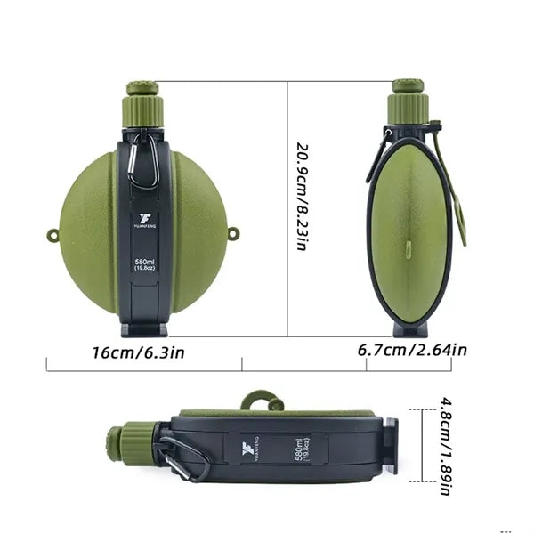19.6oz Military Silicone Compass Water Bottle