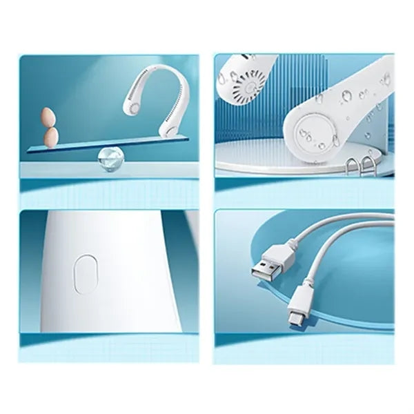 Bladeless Neck Fan Hands-Free, Portable & Quiet