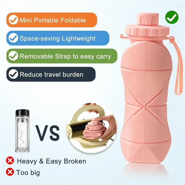 20oz Collapsible Silicone Sport Water Bottle