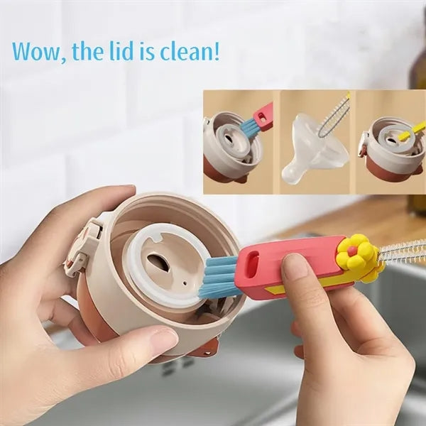 3 In 1 Baby Bottle Cup Lid Crevice Cleaning Brush