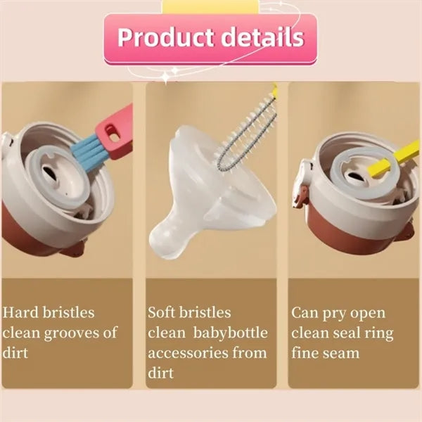 3 In 1 Baby Bottle Cup Lid Crevice Cleaning Brush