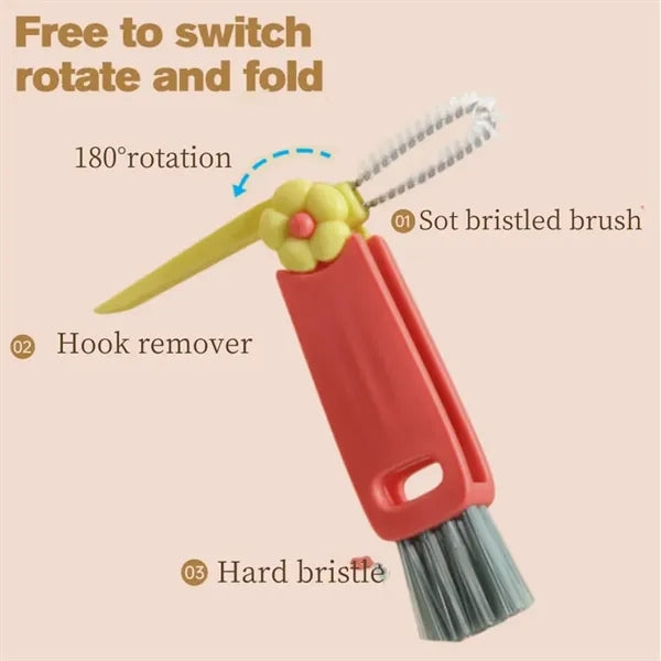 3 In 1 Baby Bottle Cup Lid Crevice Cleaning Brush