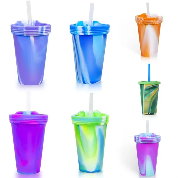 16oz Unbreakable Silicone Pint Cup Food Grade Straw Tumbler