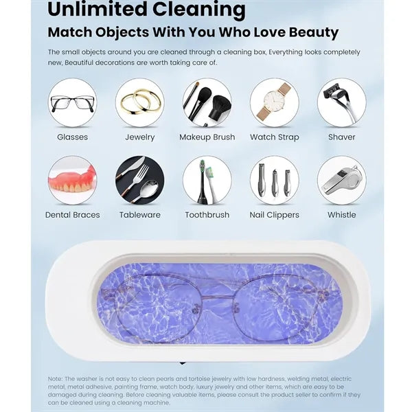 Professional Ultrasonic Jewelry Cleaner with Advanced Purple