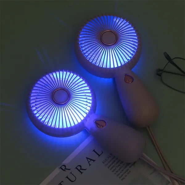 Handheld Small Fan With LED Light