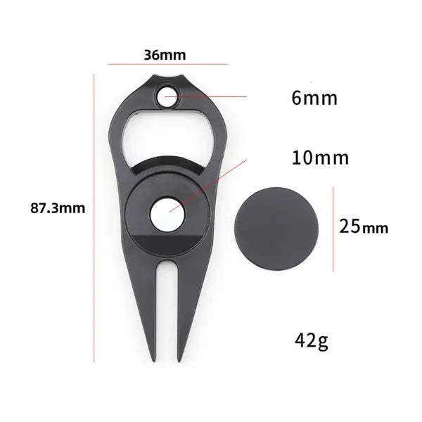 Alloy 6-in-1 Golf Divot Tool Ball Marker