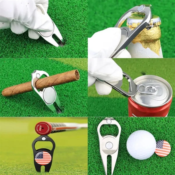 Alloy 6-in-1 Golf Divot Tool Ball Marker