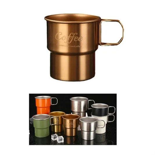 10OZ Stainless Steel Camping Cups with Foldable Handle