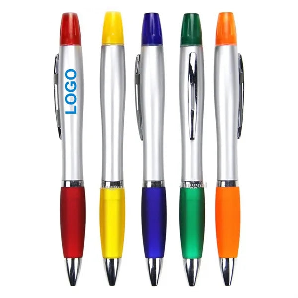 Dual-Function Ballpoint Pen With Fluorescent Highlighter