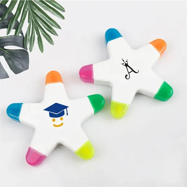 5-Color Star Highlighter Set Student Marker Pens