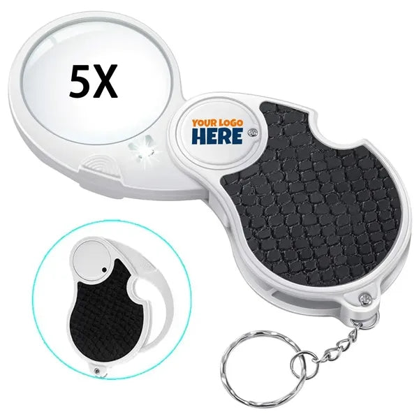 5X Illuminated Folding Keychain Magnifier