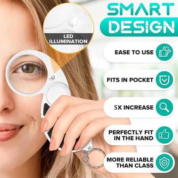 5X Illuminated Folding Keychain Magnifier