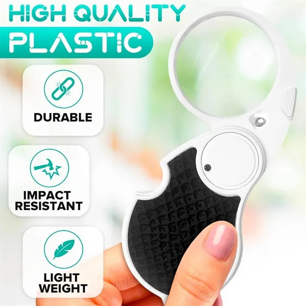 5X Illuminated Folding Keychain Magnifier
