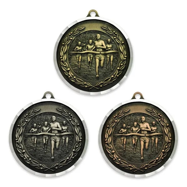 Diamond-cut Cross Country Medal - Engravable