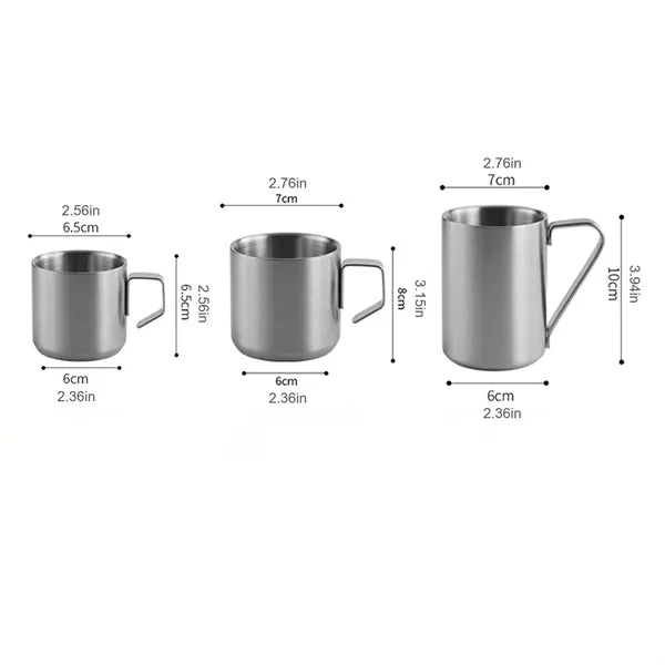 Stainless Steel Camping Mug Double Wall Brushed Metal Cup